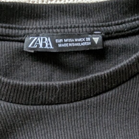 ZARA Black Ruched Mini Bodycon Dress, Size M - Picture 4 of 9